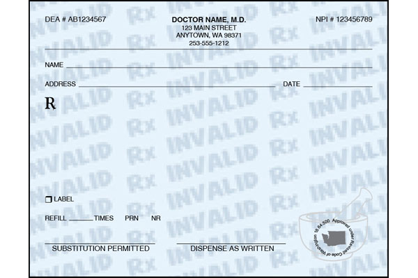 Washington State Prescription Pads